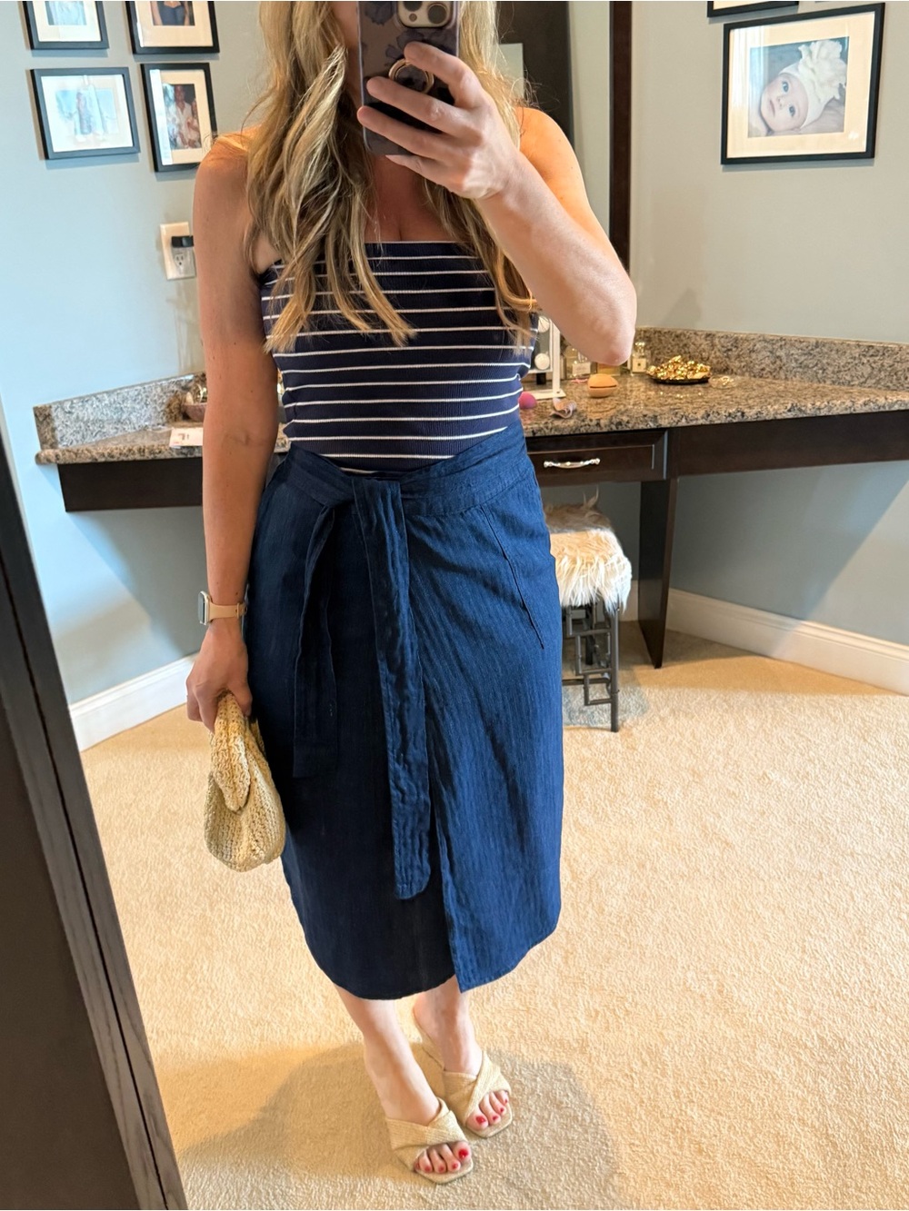 Gap dark denim wrap Midi Skirt - Classic Women’s Summer Skirt xs petite